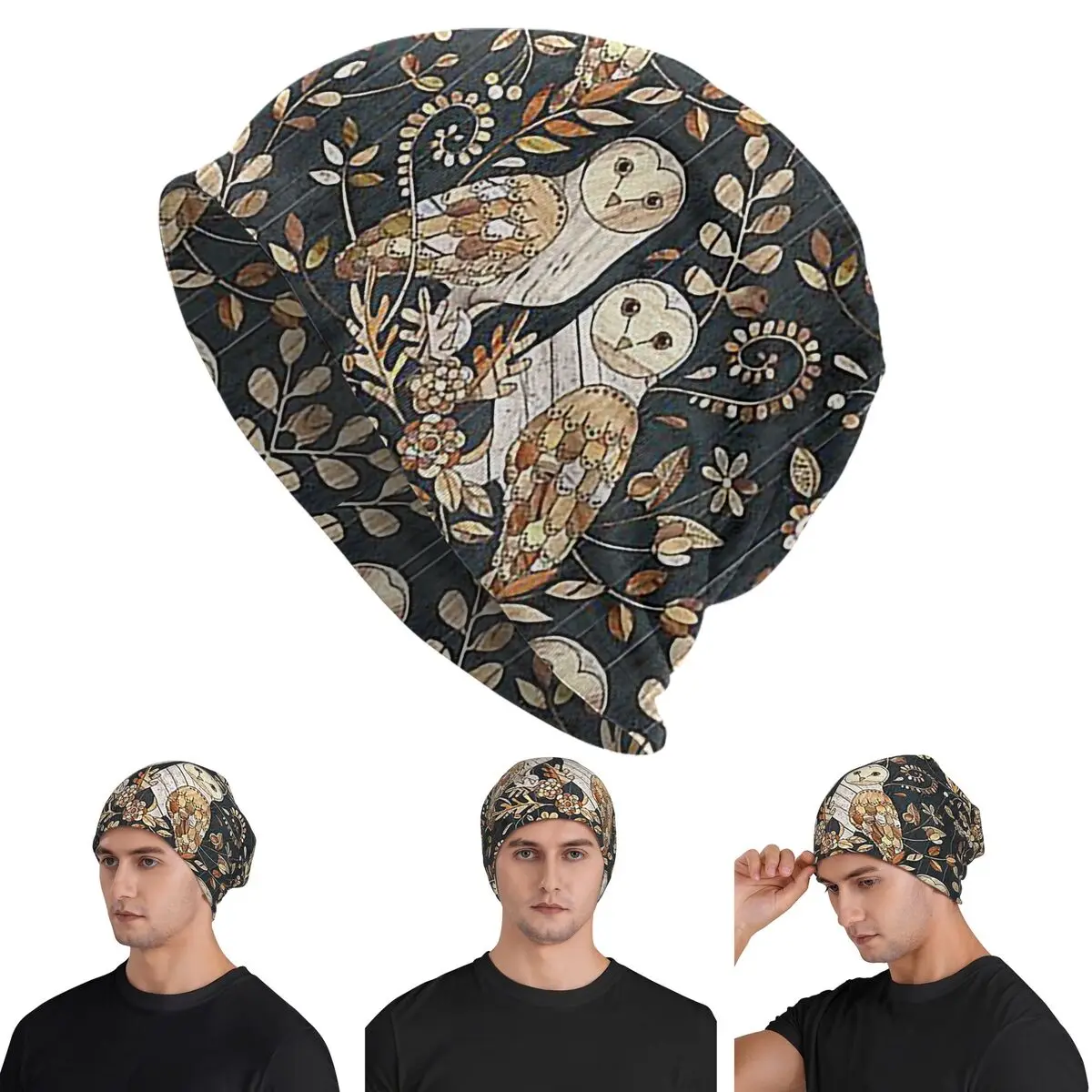 

Деревянные шапки-бини Wonderland Barn Owl Collag Skullies, теплые осенне-зимние уличные шапки, вязаные шапки для мужчин, женщин и взрослых