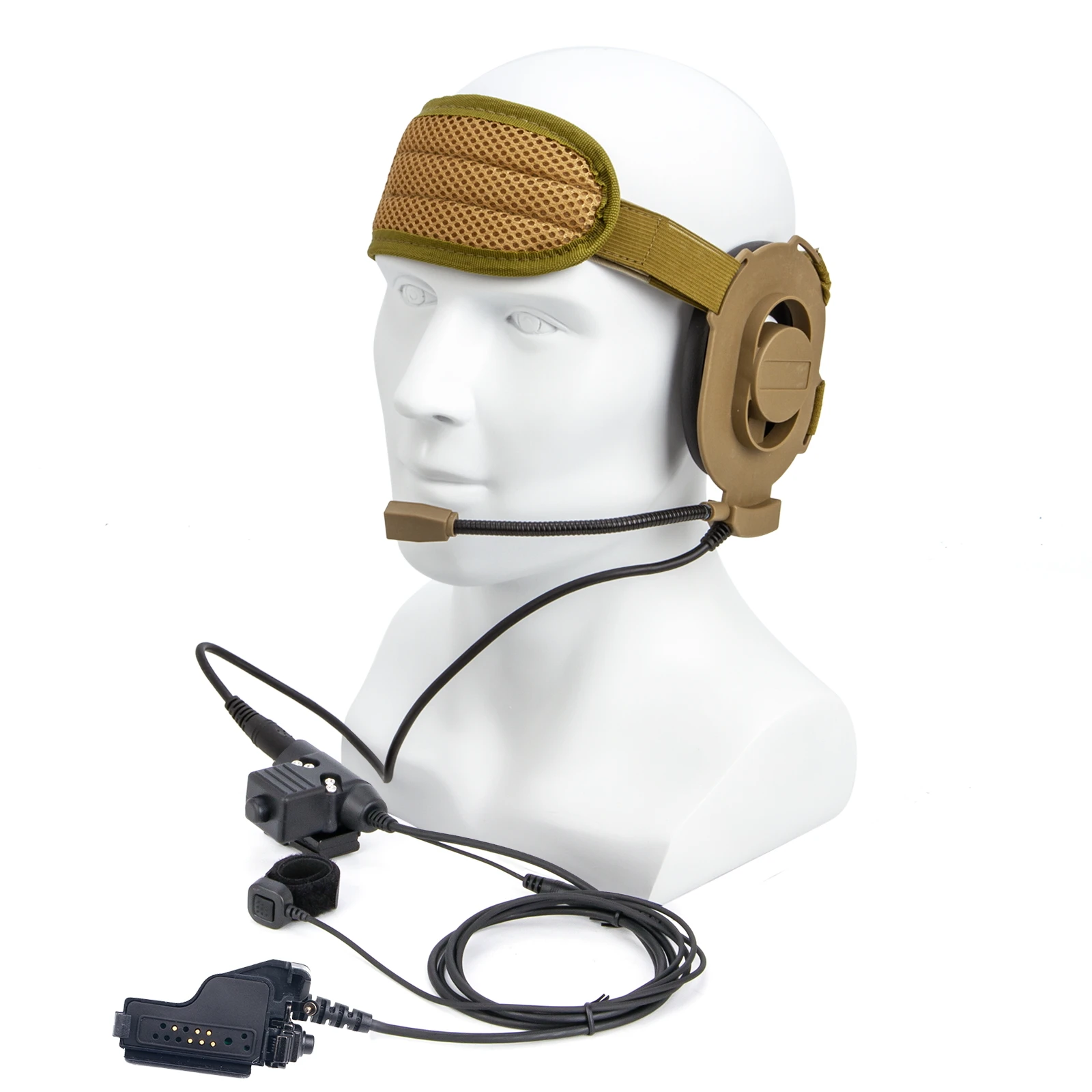 

U94 PTT and Finger Microphone PTT with brown HD01 Tactical Bowman Elite II Radio Headset Earpiece for MOTOROLA XTS2500