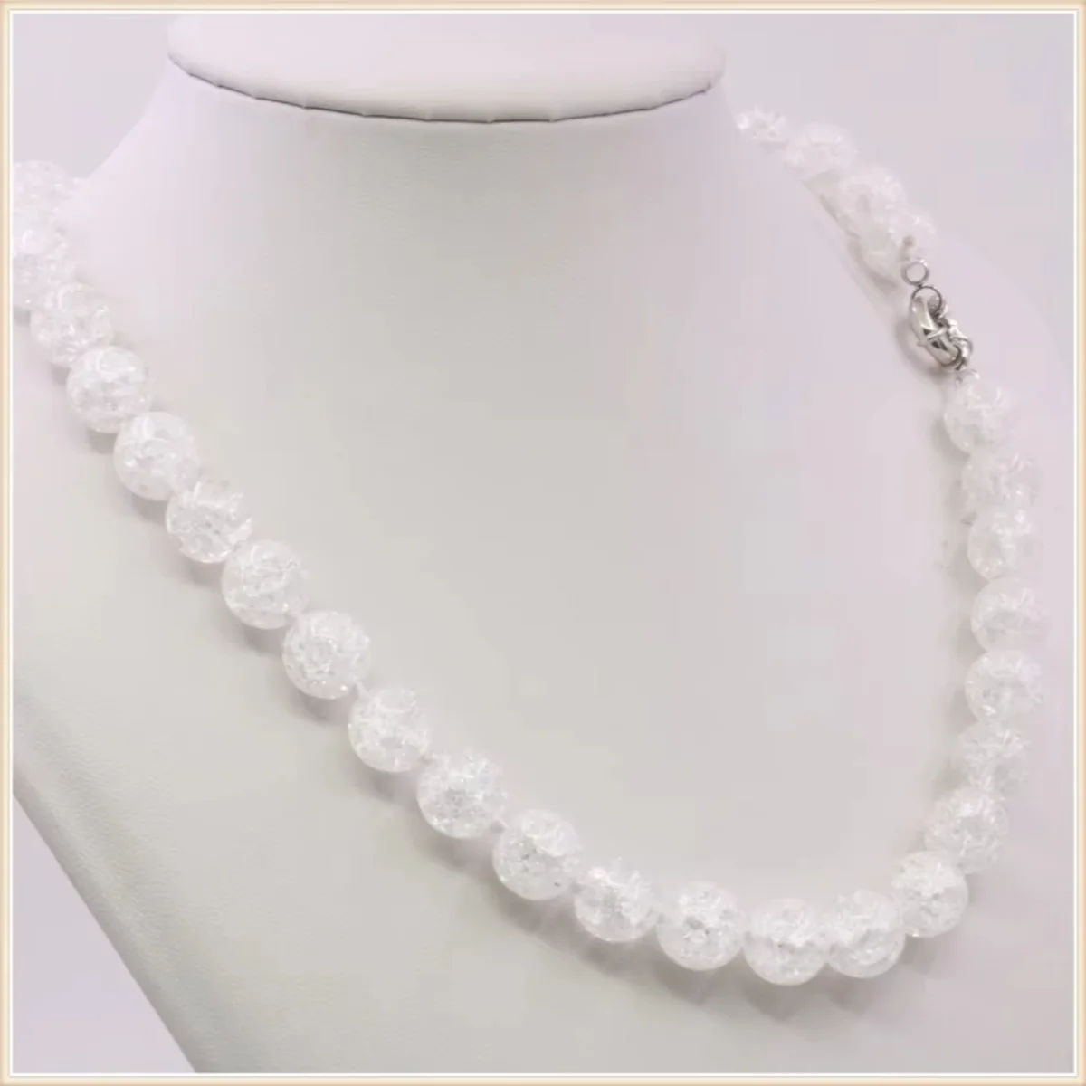 10mm Round White Blast Crystal Necklace Natural Stone Accessory Beads Neckwear Alloy Steering Wheel Buckle Jewelry Making Design