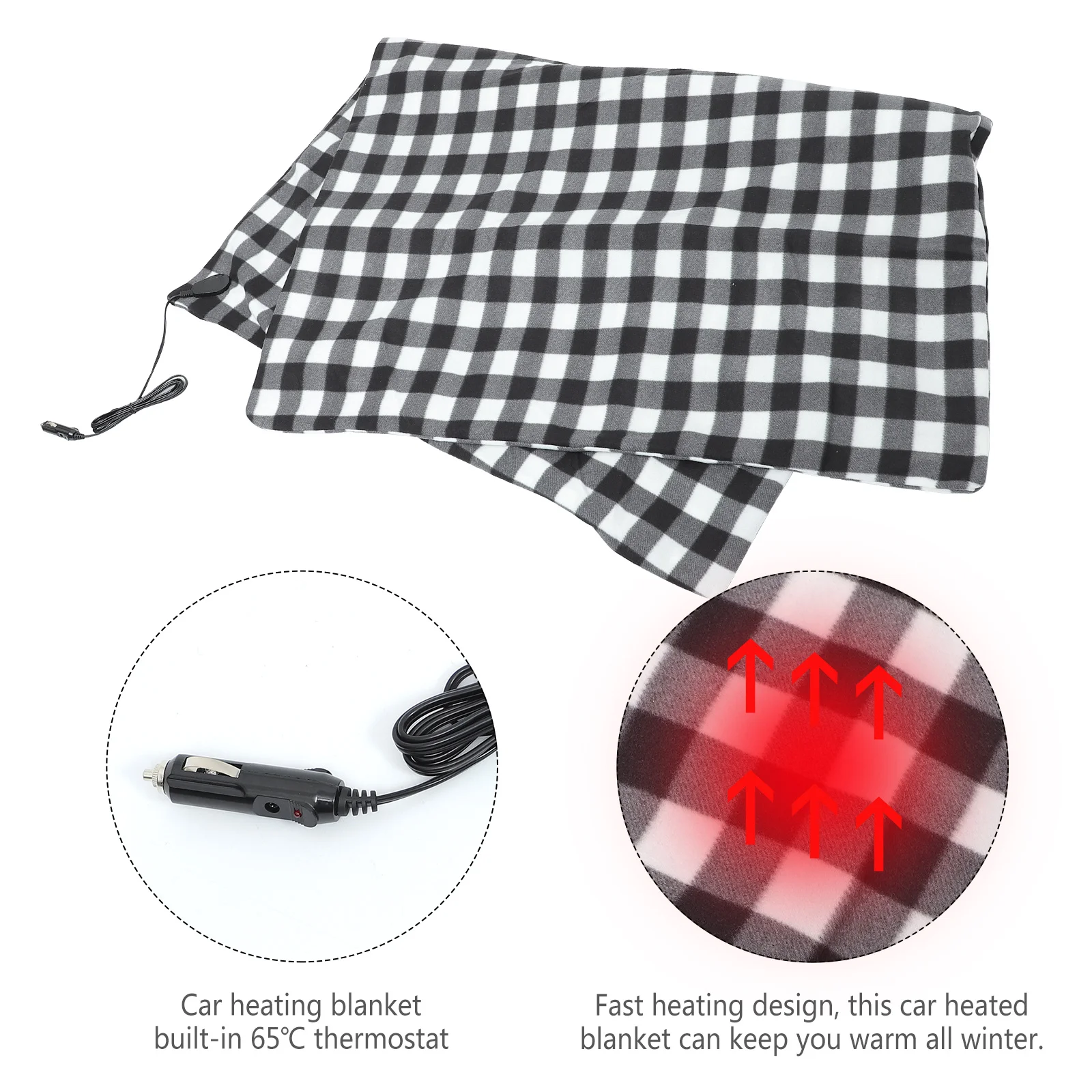 

Электрическое одеяло 12 В, дорожное одеяло с подогревом для автомобиля, съемное моющееся, термостат с быстрым нагревом, зимнее управление