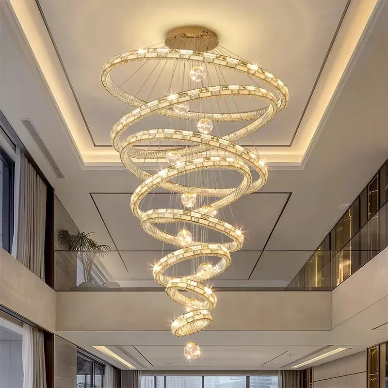 大型シャンデリア 高級クリスタル リビングルームシャンデリア 自宅別荘 空き階段シャンデリア