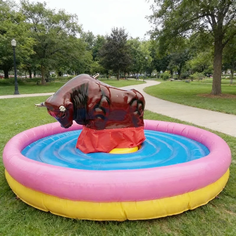 Outdoor Parks Mechanical Bull Ride, Inflatable Safety Pad, Electric Rodeo Equipment for Kids and Adults, Fun Party Game