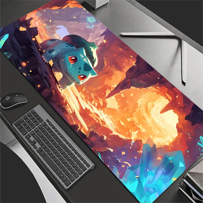 اضافية كبيرة الألعاب ماوس الوسادة ألعاب الكمبيوتر المحمول لوحة المفاتيح السجاد ماوس حصيرة عدم الانزلاق المطاط xxl P-Pokemons Bulbasaur الجدول البساط