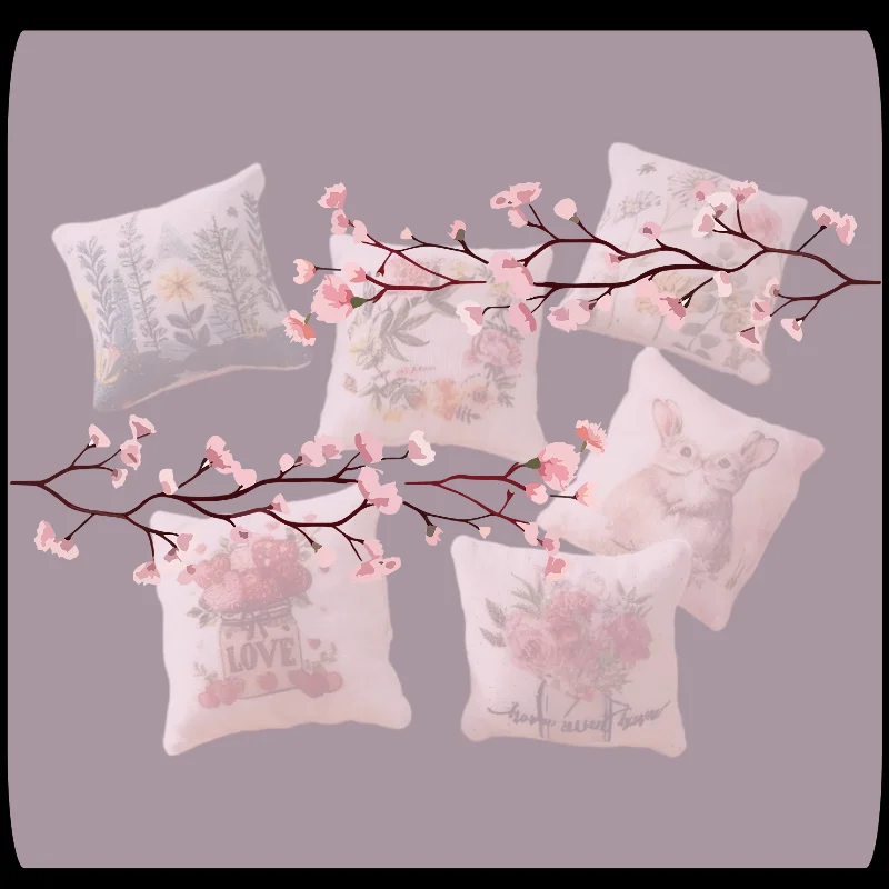 

2Pcs Dollhouse Decorative Craft Miniature Easter Pillow Bedroom Sofa Scene BJD Living Room Micro Model