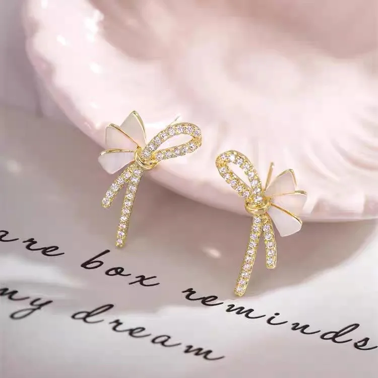 Brogan earrings - versatile and elegant accessories, exquisite in design, with tiny inlaid zircons, dazzlingly shining.
