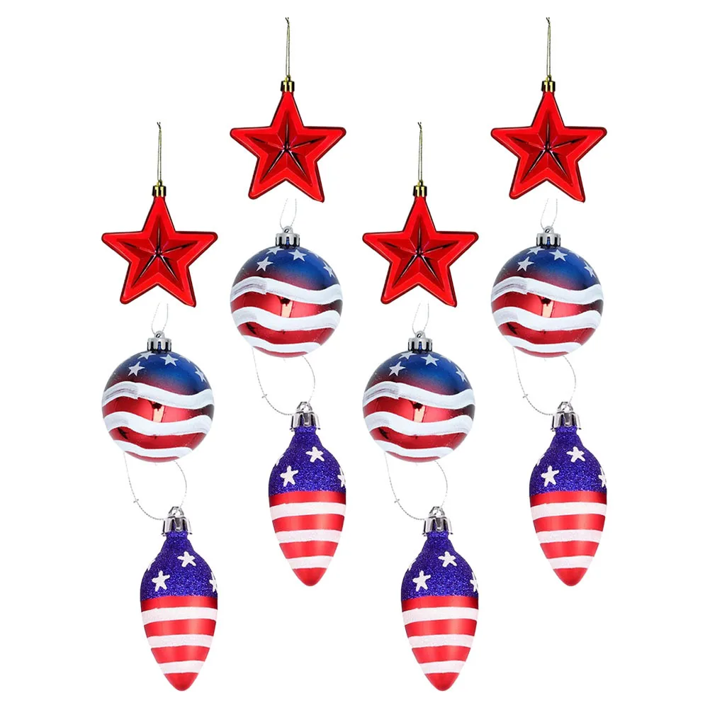 

12 Pcs Pentagonal Planet Pendant Independence Day Home Decoration Top Hat Plastic
