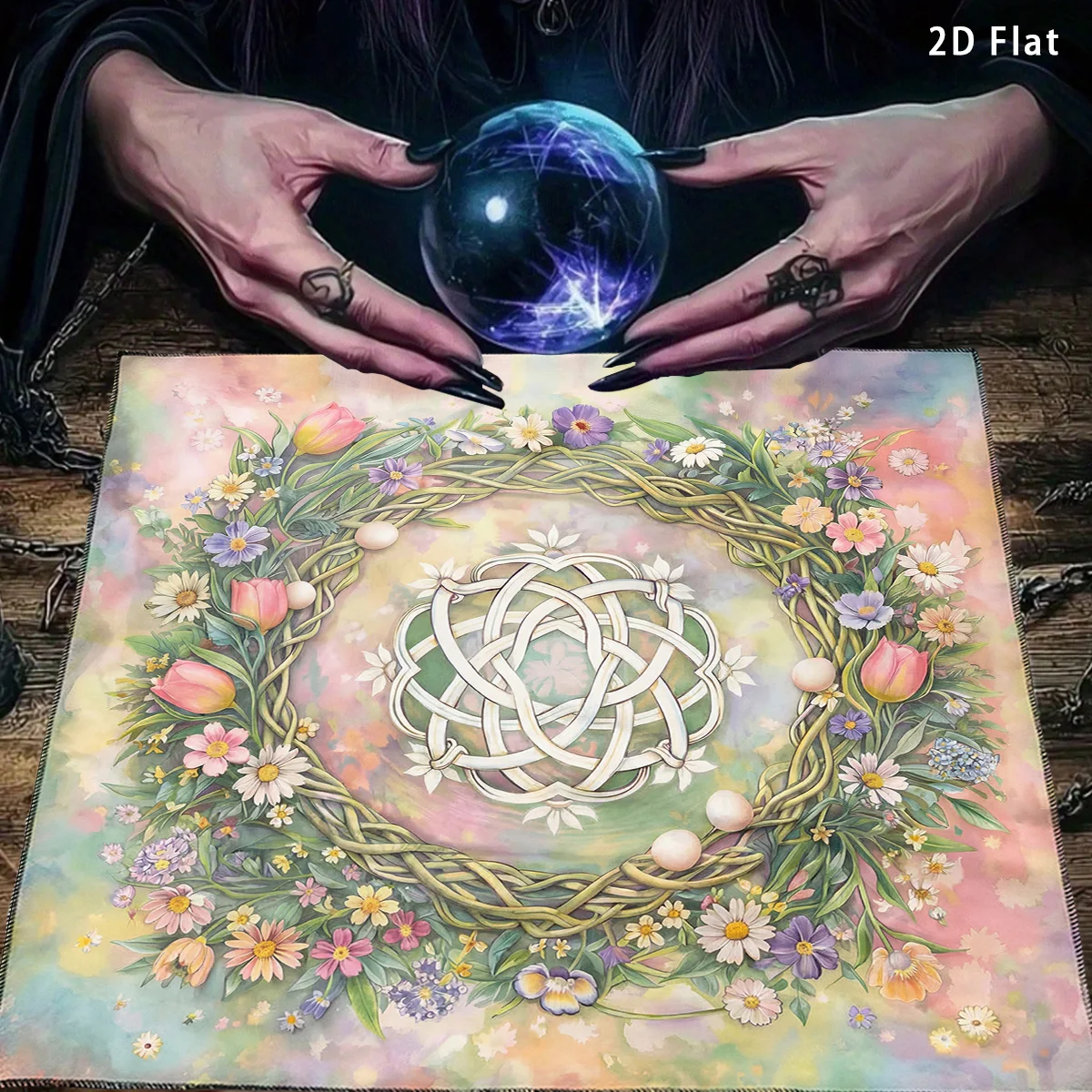 Tarot Tablecloth Mandala Flower Of Life Divination Cloth Botanical Celestial Altar Cloth  Divination Meditation Ritual Cloth