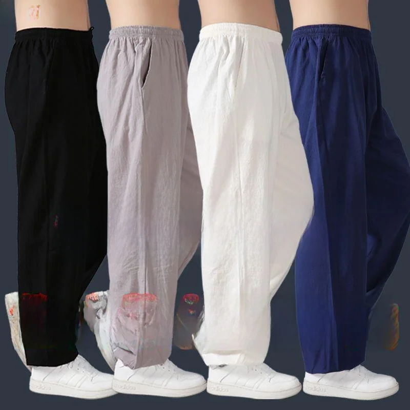 Loose Cotton Linen Tai Chi Pants Men Women Martial Arts Training Clothes Spring Autumn Lantern Pants Yoga Fitness Fans Supplies