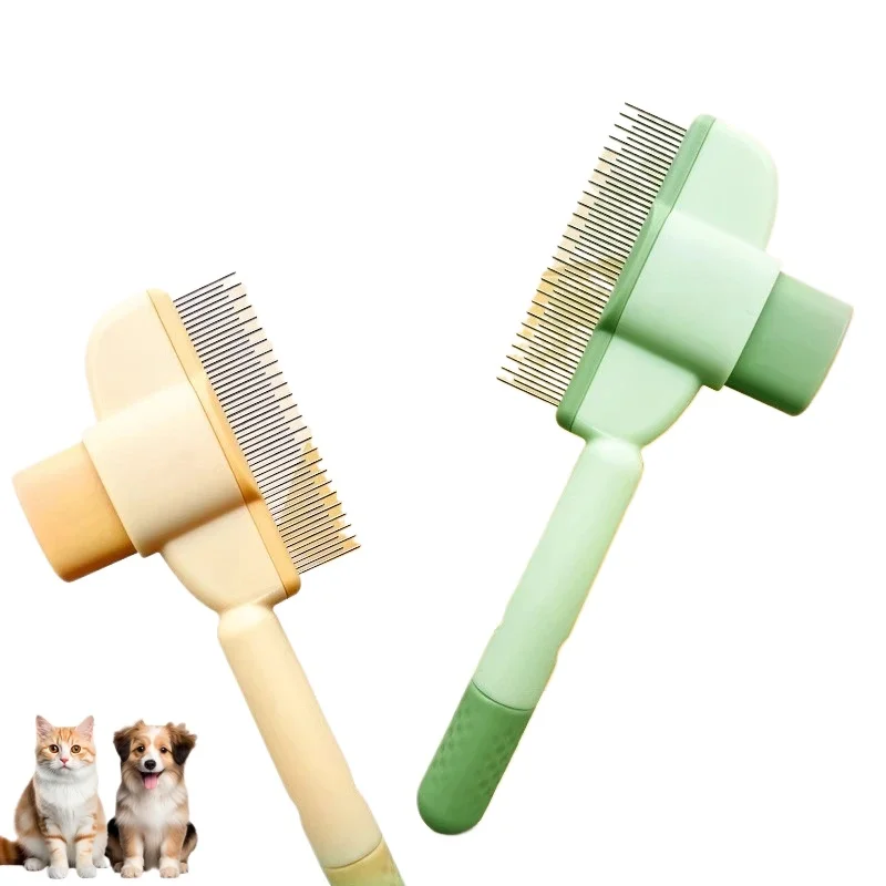 Peigne épilateur pour chat, peigne à puces, brosse multifonctionnelle pour animaux de compagnie avec bouton de déverrouillage, peigne autonettoyant pour chien et chat, confort de sécurité