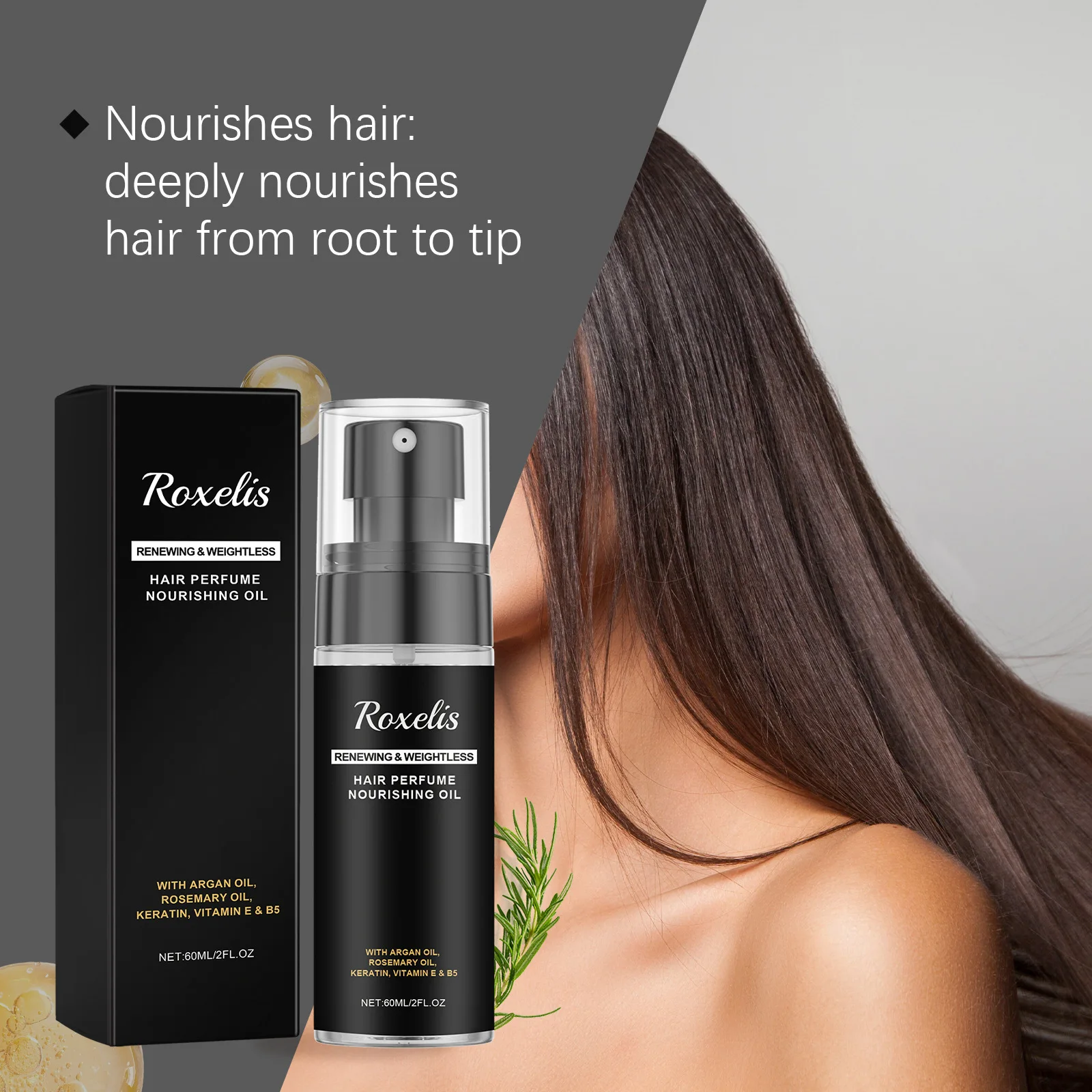 

60 мл парфюмерный спрей для волос, нежный питательный ароматический гладкий вьющийся вьющийся для блестящих волос, успокаивающий уход за волосами для сухих поврежденных волос