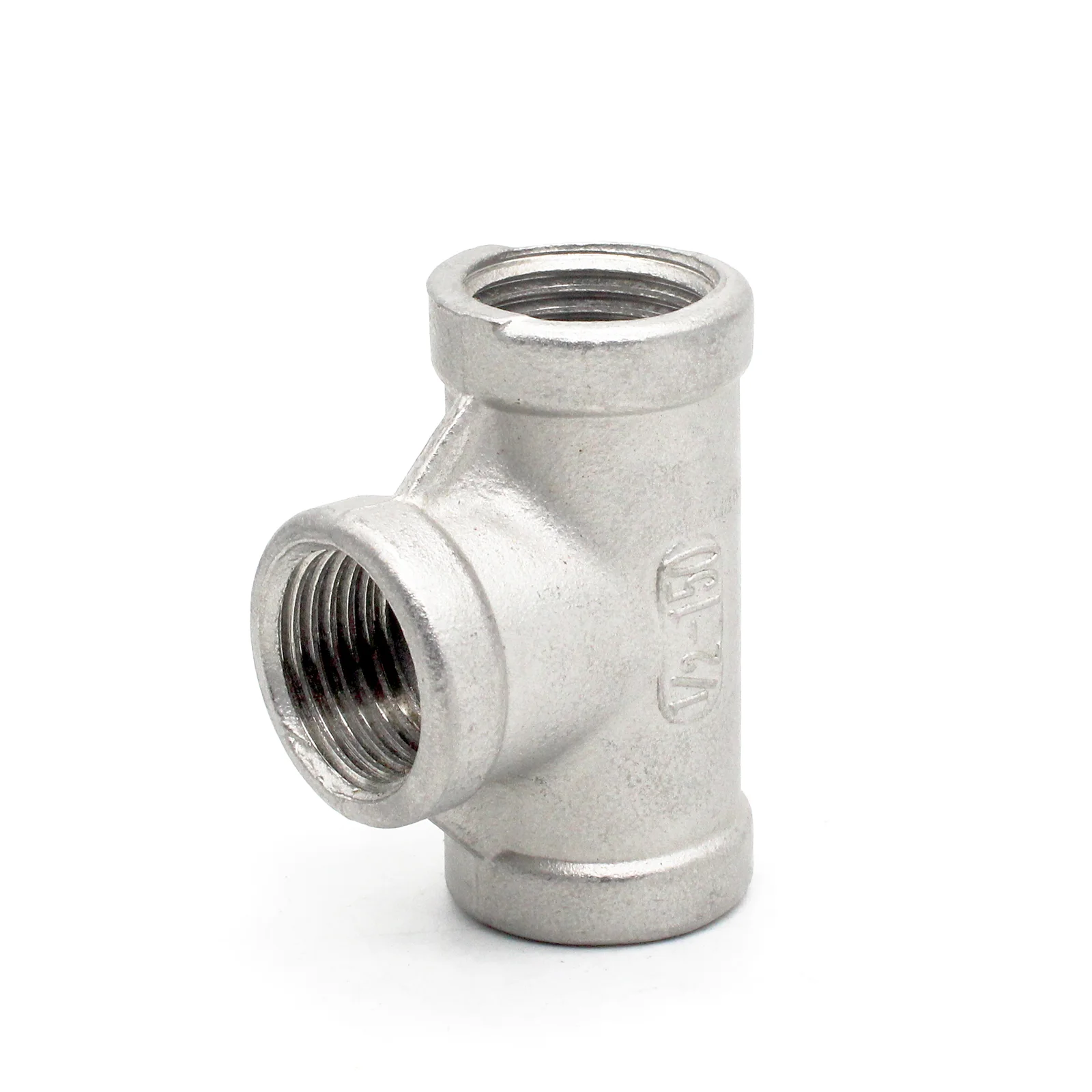 SS304 T Shape Three Way Female Thread Pipe Fittings T Type Sraight Threaded Connection Adapter 1/4" 1/2" 3/4" 1" 1-1/4" 1-1/2"