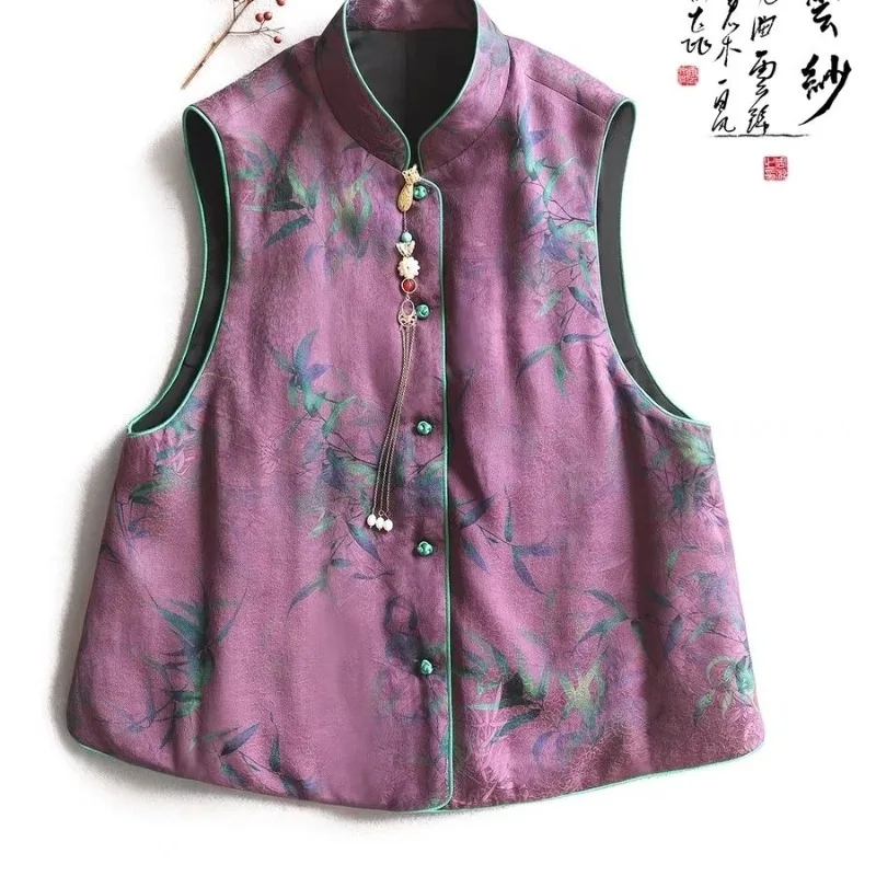 

Women's Autumn Spring Top Coat Cotton Coat Vest Single-breasted Button Print Cotton-lined Warm Soft Comfortable Casual Versatile