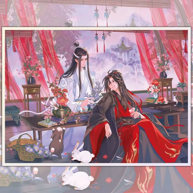 ورق ملون محيطي "مو داو زو شي" أزرق وانغ جي وي ووشيان على الطراز القديم ياوي فن مروحة غو زي "سيد المسار الشيطاني