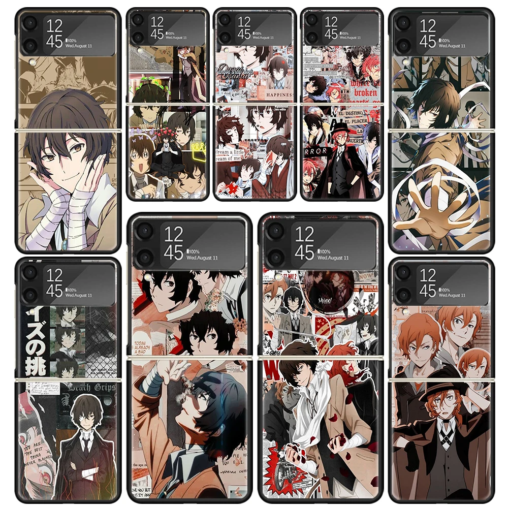 Bungo Stray Dogs Poster Anime Clear Phone Case For Samsung Z Flip 5 4 3 Galaxy ZFlip 6 5G Shockproof Hard Print Cover TPU PC Coq