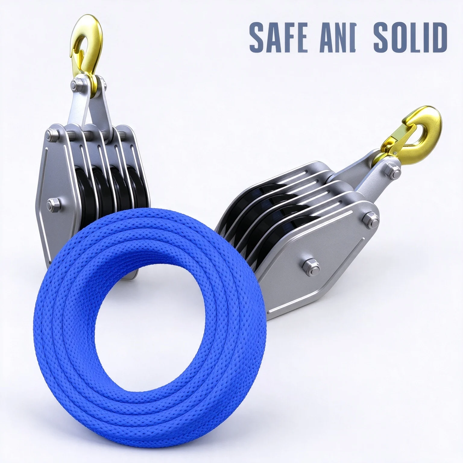 4 Sheave Pulley Block System 2200LBS Load Capacity Heavy‑Duty Rope Hoist Tackle Block with Nylon Bearing Wheel for Lifting Towin