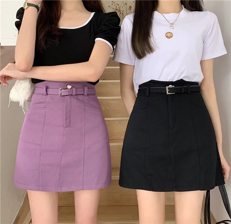 

Юбка-трапеция с высокой талией, женская джинсовая, не просвечивающая, для прогулок, больших размеров, для полных женщин, весна-лето, однотонная