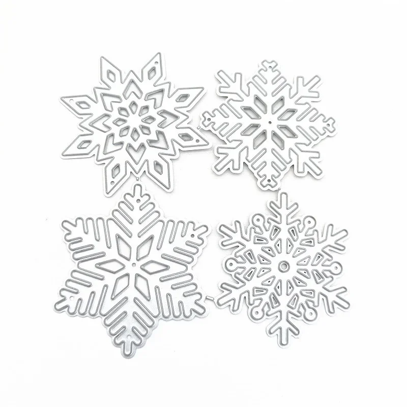 Plantillas de corte de copo de nieve de 4 unids/set, plantillas de corte de Metal de Navidad para bricolaje, plantilla de troquelado, plantilla