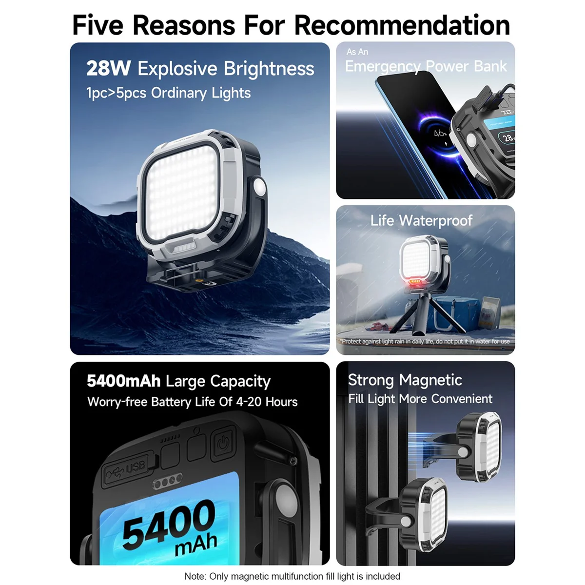 ملء LightFill Light 28W المغناطيسي LED الفيديو الضوئي ضوء الكاميرا الضوء الأحمر مقبض 2700K-6500K الحذاء البارد لتسجيل الفيديو