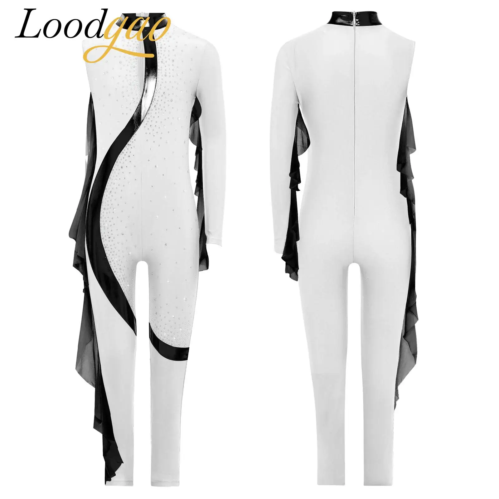 Kids Girls Ballet Gymnastique Leotards Skating Jumpsuit Dance Leotards Long Sleeve Full Body Suits Leotard Gymnastics Bodysuit