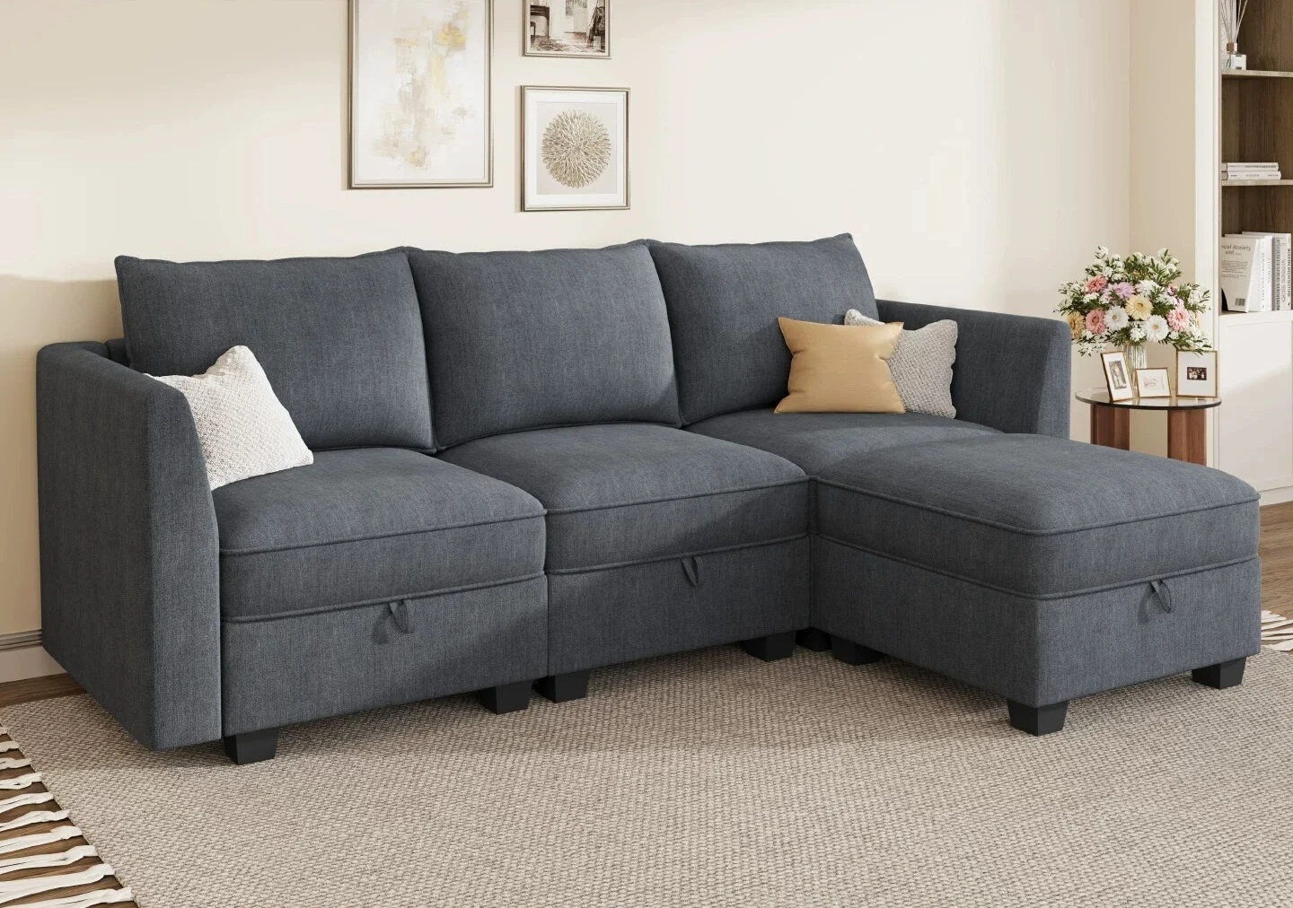 PYJ Fabric Storage Sofa Living Room Combination Module Card Seat Home Corner Princess Dual-purpose Sofa