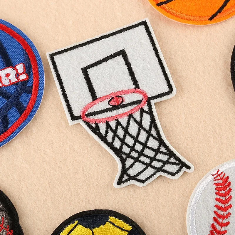 Balls Sports Embroidery Iron on Patches Basketball Football Baseball Rugby Badges Thermo Adhesive Stickers for Athletic Wear DIY