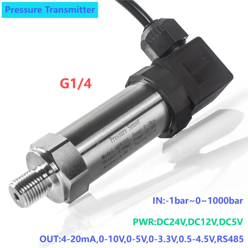 

G1/4 pressure transmitter sensor 0-1bar 2bar 5bar 150bar DC24V DC5V pressure transducer hydraulic 4-20mA 0-10V 0.5-4.5V 0-3.3V