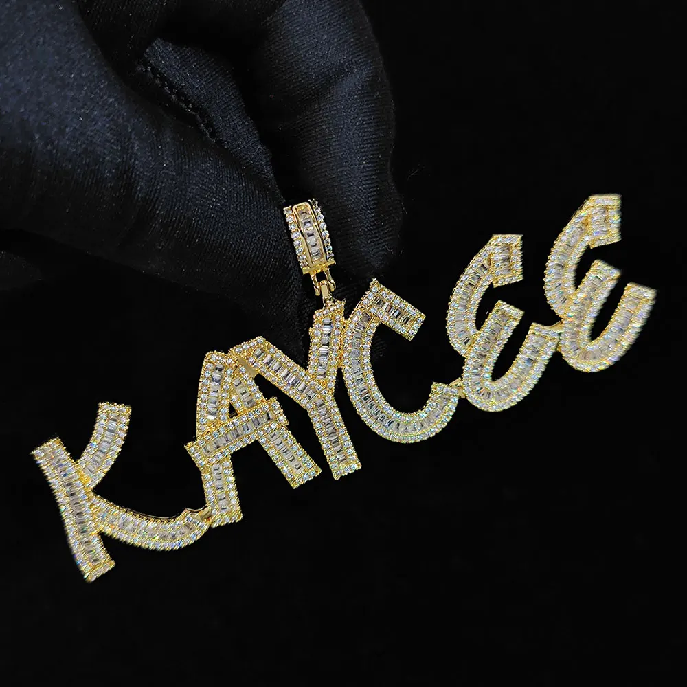 

Hip Hop Diamond Letter Necklace Pendant Micro Pave Square Zircon Alphabet Combination Iced Out Initial Letter Necklace Jewelry