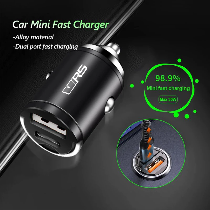 Mini Car Charger Fast Charging USB Type C Charger Accessories For Skoda VRS Octavia Kamiq Kodiaq Karoq RS Superb Fabia Rapid
