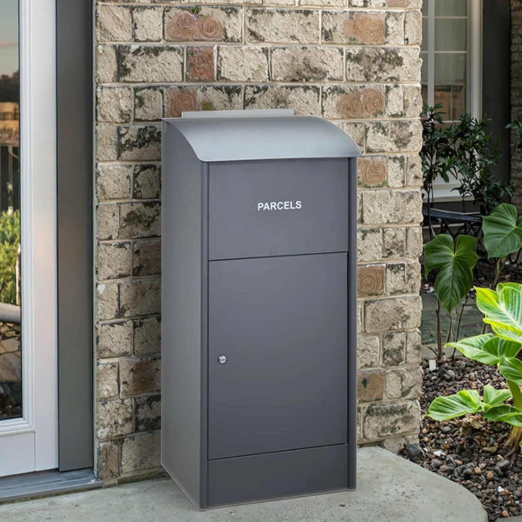 Outdoor Modern Anti-Theft Powder Coated Metal Free Standing Apartment Express Delivery Mailbox with UPS & POST Support