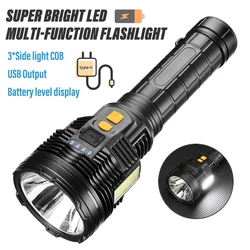 Super bright LED Flashlight Rechargeable torch Portable searchlight Outdoor Camping light With high brightness side light