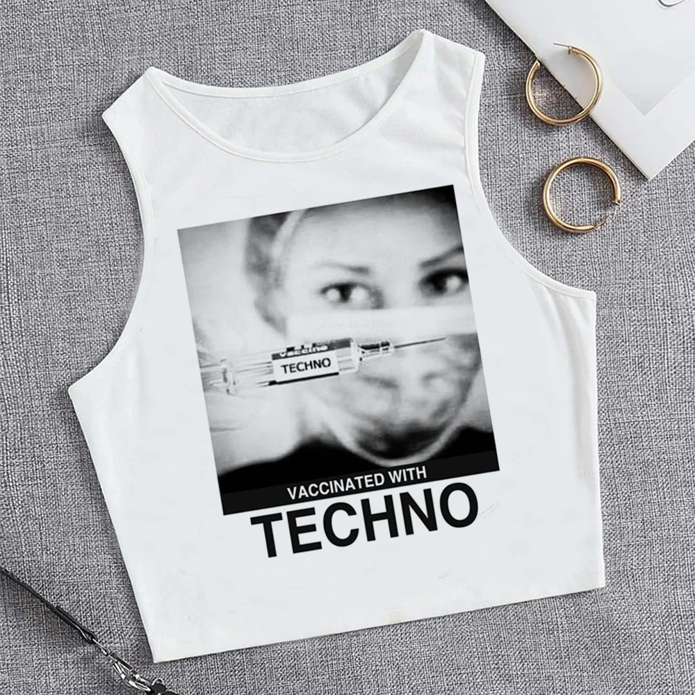 techno tank top cyber y2k fairy grunge korean fashion crop top Woman fairycore kawai 90s t-shirts