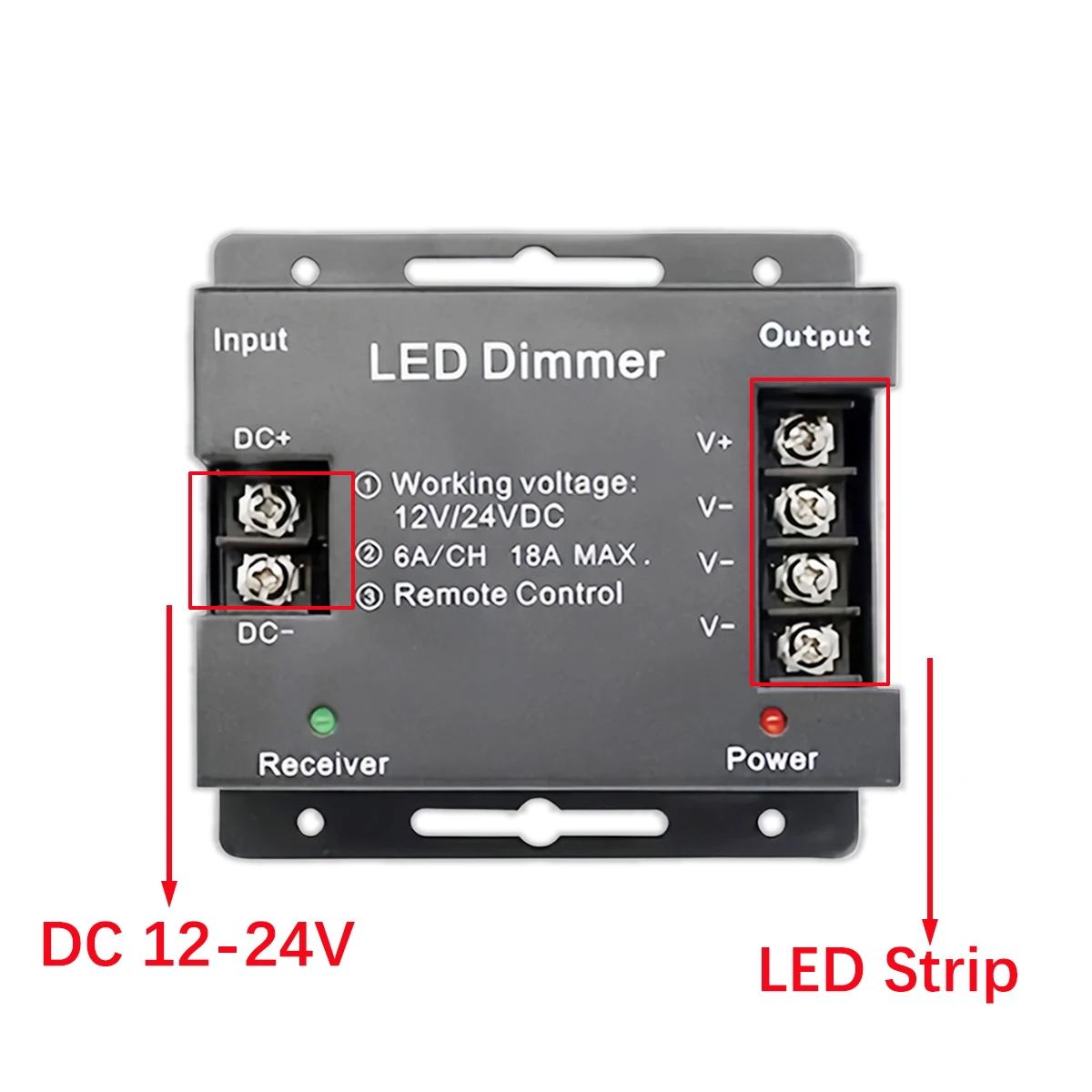 Dimmer LED touch wireless RF 18A - Controller di illuminazione per strisce monocolore a bassa tensione
