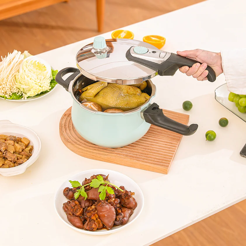 

Оптовая продажа, скороварка в современном стиле из нержавеющей стали, энергосберегающая многофункциональная скороварка с длинной ручкой и цветной окраской