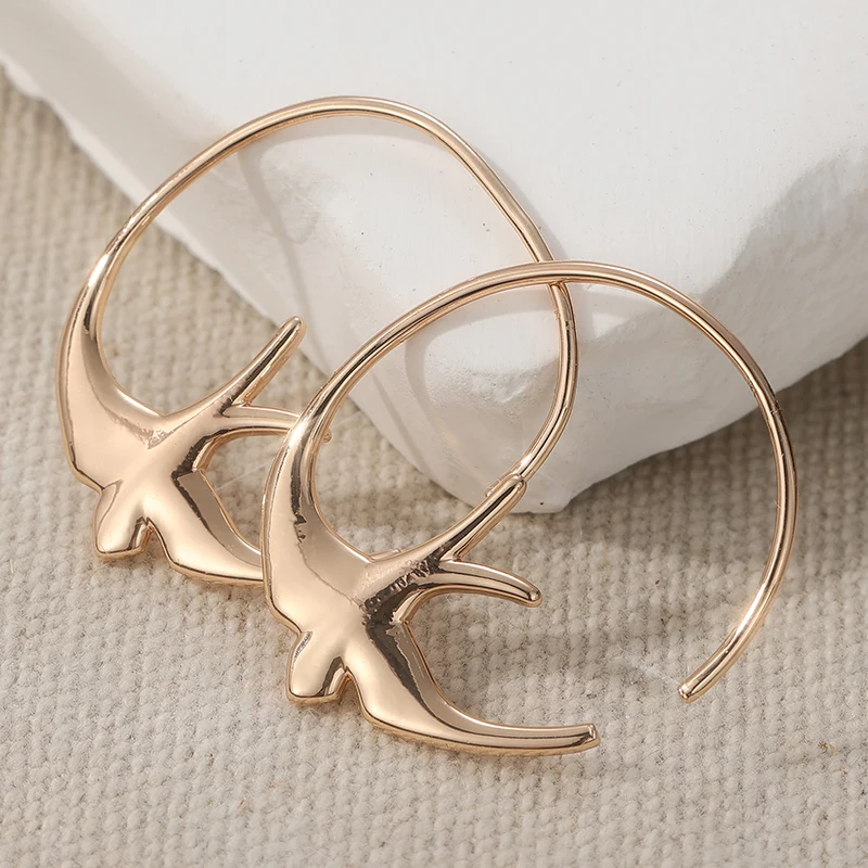 New Silvery/Golden/Rose Golden Color Swallow Bird Thin Hoop Earrings for Women Prevent Allergy Minimalist Ear Jewelry