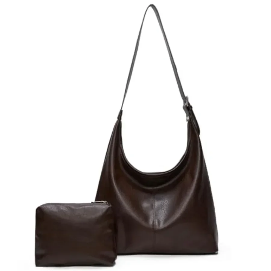 

Hobo Bag for Women, Soft Vegan Leather Slouchy Shoulder Tote Purse with Matching Pouch, Adjustable Strap and Magnetic Closure