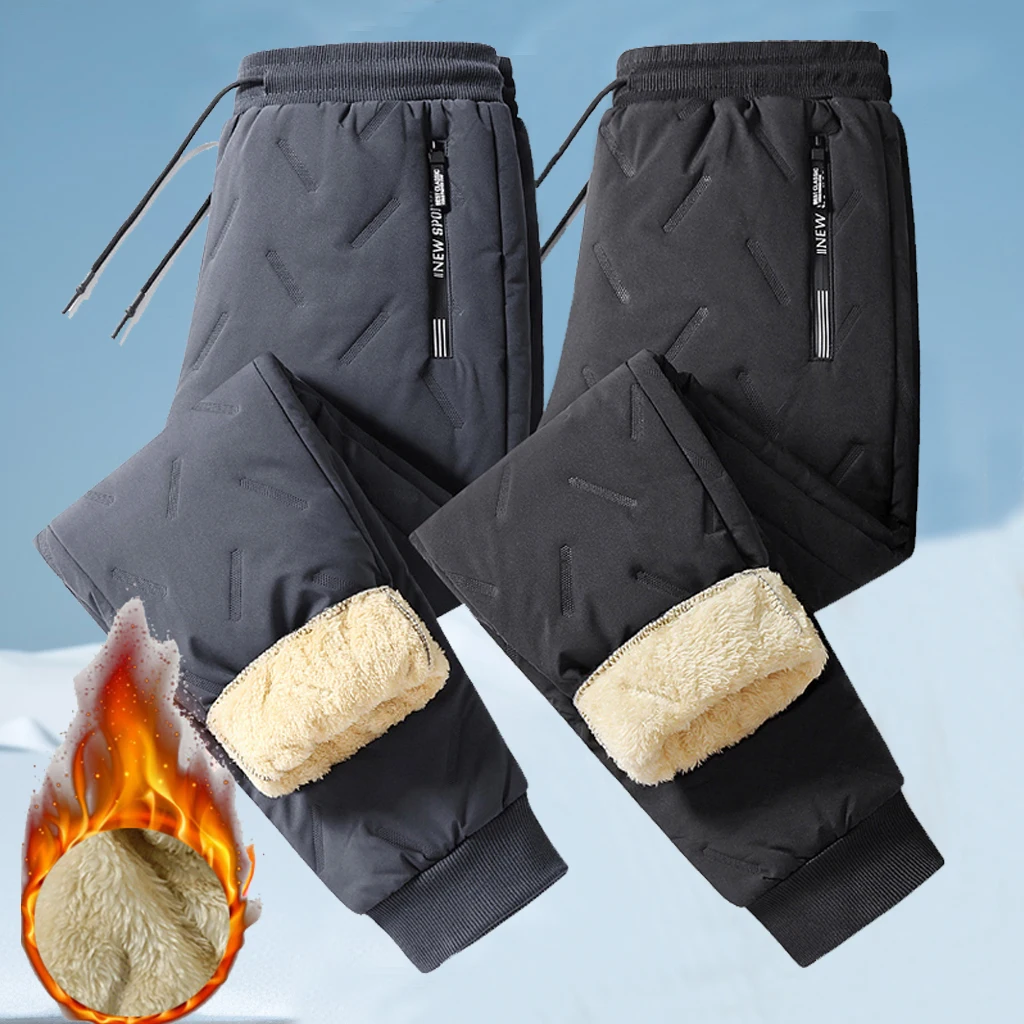 Newest Thicken Padded Pants Men Joggers Sweatpants Men Fleece Warm Winter Hiking Ski Snow Thermal Winter Pants for Men Trousers