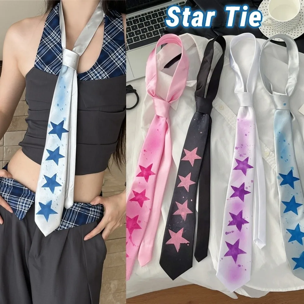 

Creative Y2K Star Tie Sweet Narrow Glossy Tie Adjustable Soft Unisex Necktie Shirt