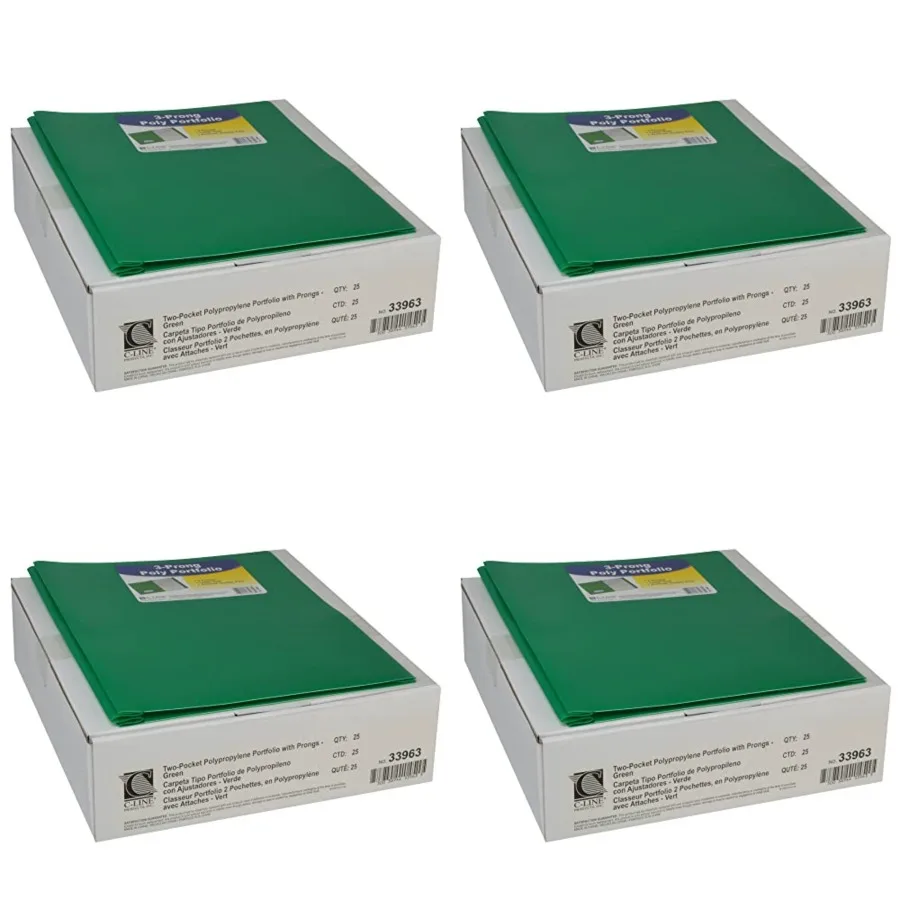 

Two-Pocket Heavyweight Poly Portfolio with Prongs, For Letter Size Papers, Includes Business Card Slot, 1 Case of 25 Portfolios