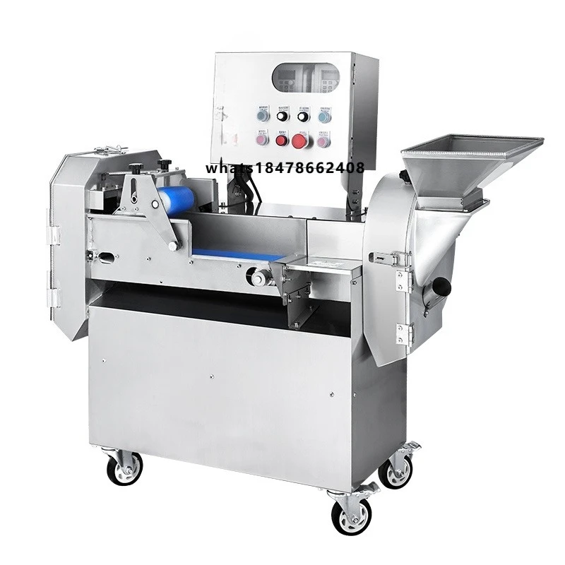 Dual-Head Vegetable Cutter Commercial Multi-Functional Fully Automatic Machine Stainless Steel Blades 1500W Power HELAXEN