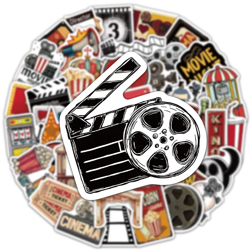 50PCS Retro Movie Creative Sticker Camera Movie Ticket Root Popcorn Field Record Board Art Decoration Laptop Guitar Scrapbook