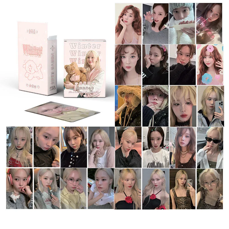 50Pcs/Set KPOP ATEEZ RIIZE ZB1 ITZY Boxed Laser Lomo Cards NMIXX Babymonster BINI IU Wonyoung Winter Taeyong Selfie Photocard