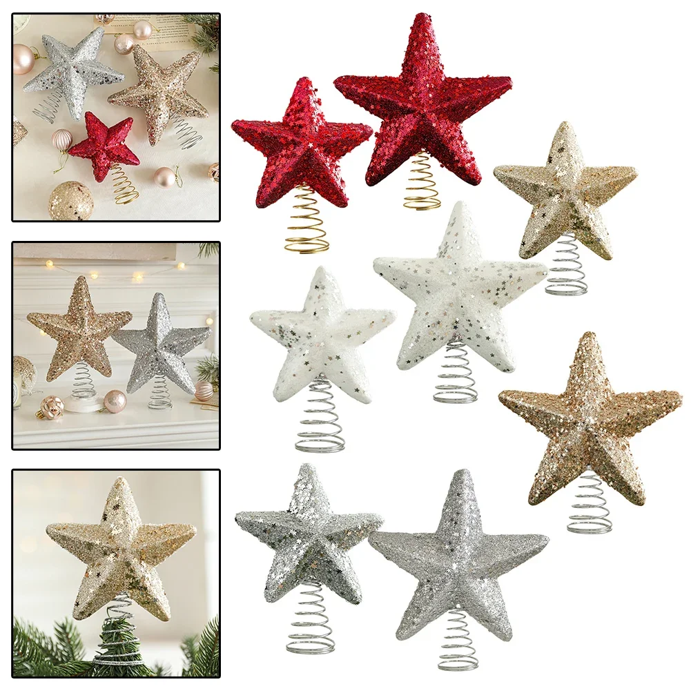 1pcs 18/22CM Glitter Christmas Tree Top Star Merry Christmas Decorations For Home 2024 New Year Natal Noel Xmas Tree Ornaments ﻿