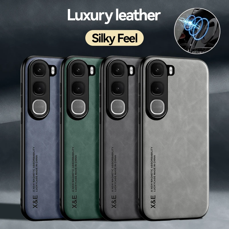 EUCAGR Luxus PU Leder Magnetische Stoßfest Zurück Fall Für VIVO Y31 5G Mit Metall Platte Telefon Shell Für VIVO Y21D 4G Abdeckung