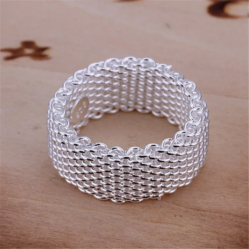 925 R40 Christmas gift wholesale Fashion chain mesh silver color ring high quality fashion classic Jewelry