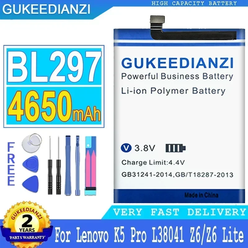 High Capacity Mobile Phone Battery 4650/4850mAh BL296 BL297 For Lenovo  Z6 Pro L78051 L78121  K5 Pro L38041 / Z6 Lite