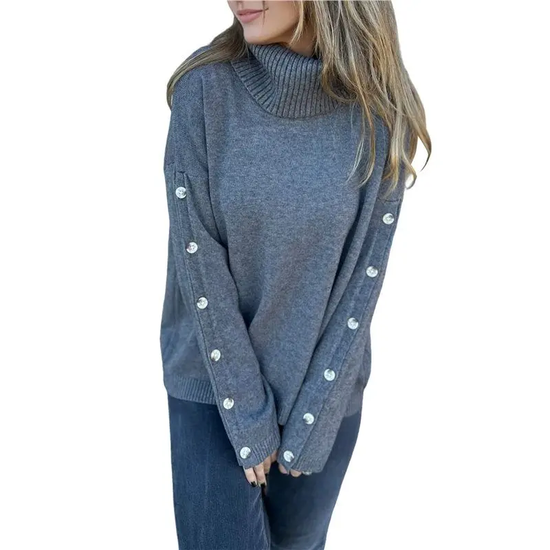 

ABBY-Women's Oversized High Neck Chunky Pullover Sweaters Cowl Neck Long Sleeve Winter Slouchy Loose Knit Sweaters