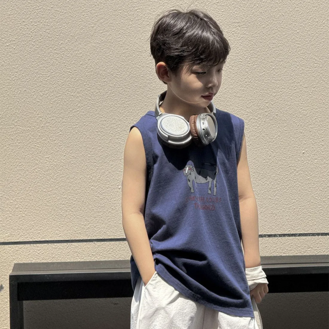 

Children's Clothing Boys' Tank Top 2025 Summer New Cat Printed Children's Cool Sleeveless Top