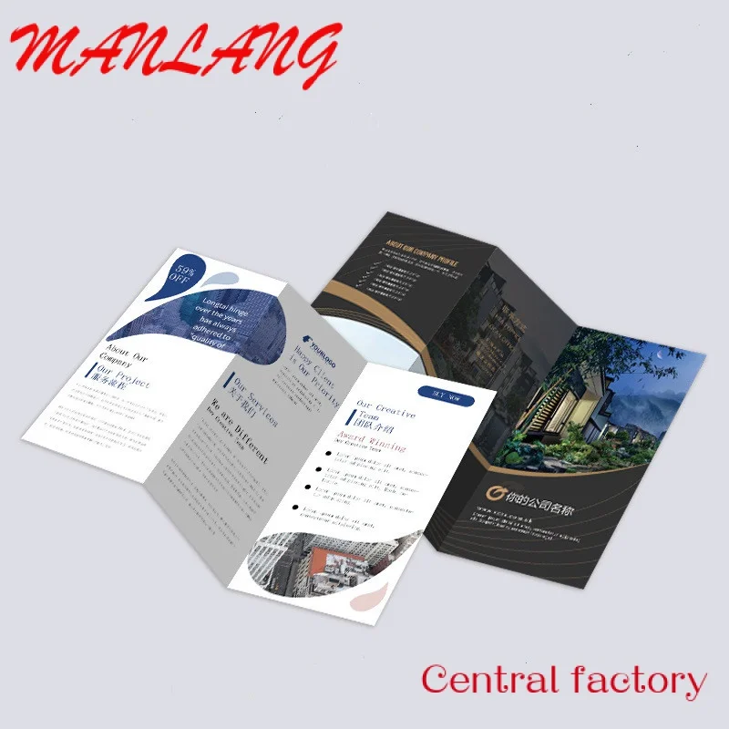 Custom  OEM Printing Service A2 A3 A4 A5 A6 Customized Folding Flyers/Manual/ Pamphlets 3 Fold Flyer For Business