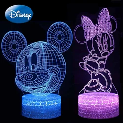 Disney Mickey Minnie Mouse 3D LED Lamp Anime Figures Night Light Table Lamps USB Sleep Neon Lights Home Decor Kids Birthday Gift