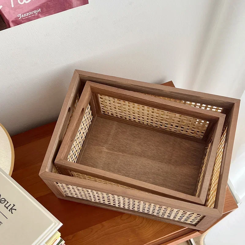 خمر النمط الياباني سطح المكتب كتاب المنظم طاولة القهوة صندوق تخزين غرفة المعيشة وجبات خفيفة حامل Instagram-مستحق ديكور المنزل